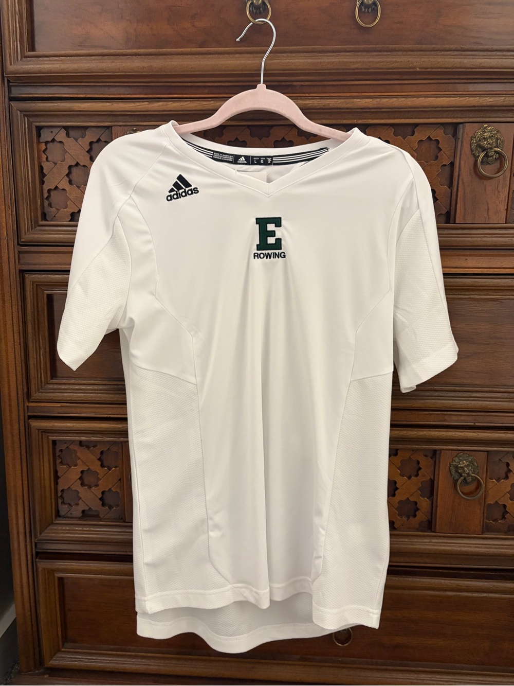 adidas White E Rowing Short Sleeve Performance Jersey